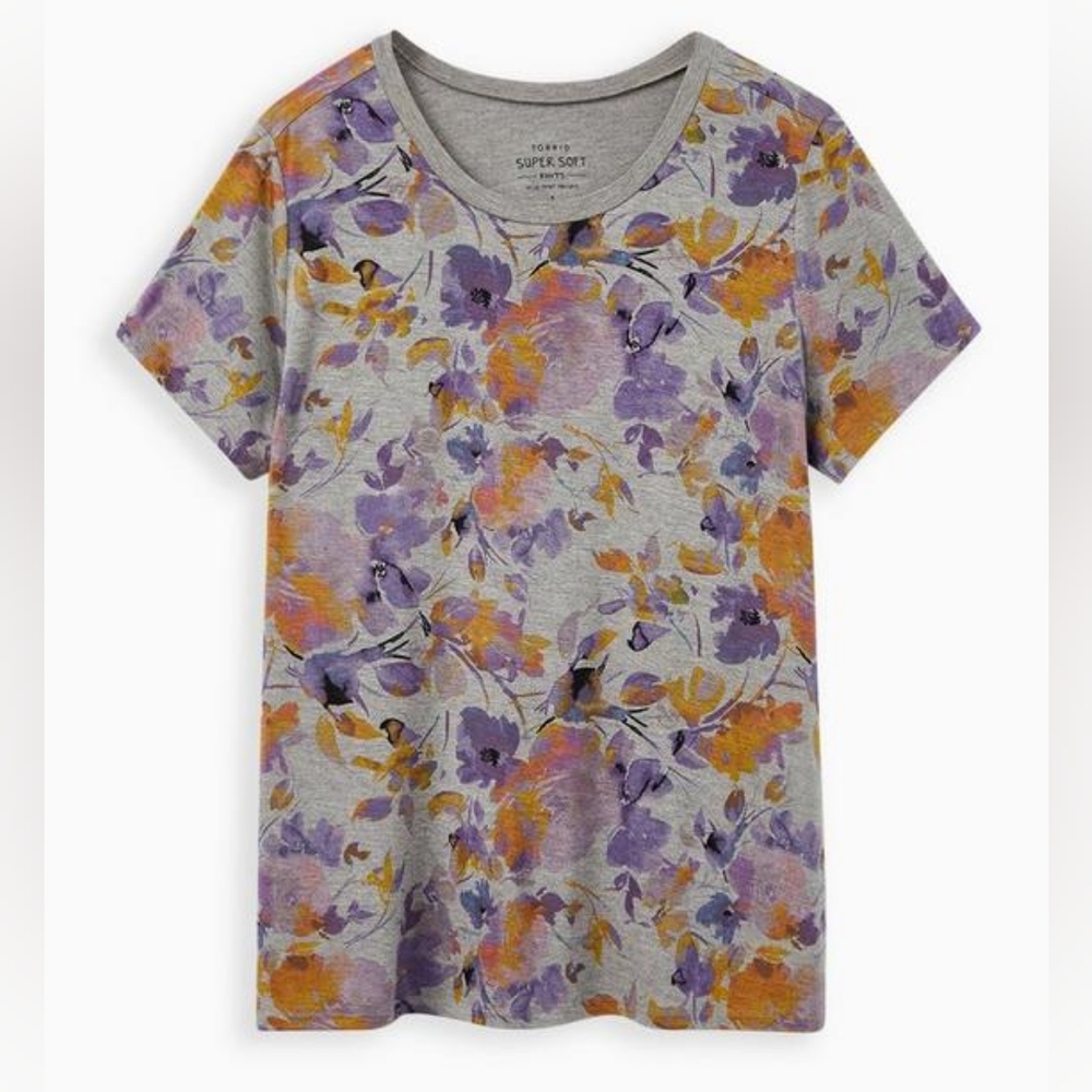 Torrid Floral Super Soft Knits Tshirt - Size 3